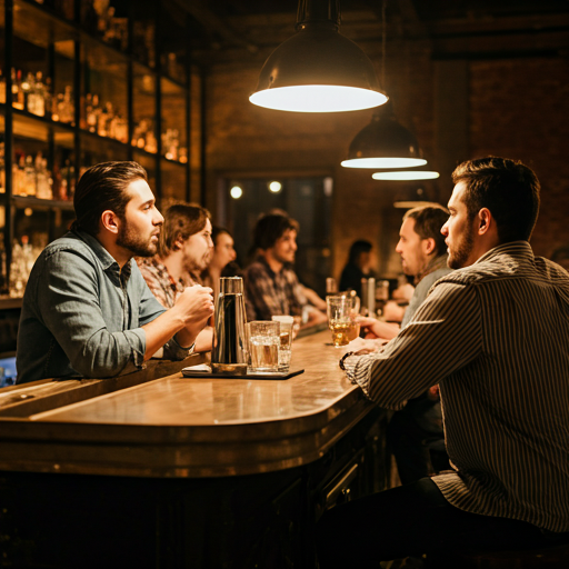 Amigos rindo em um bar